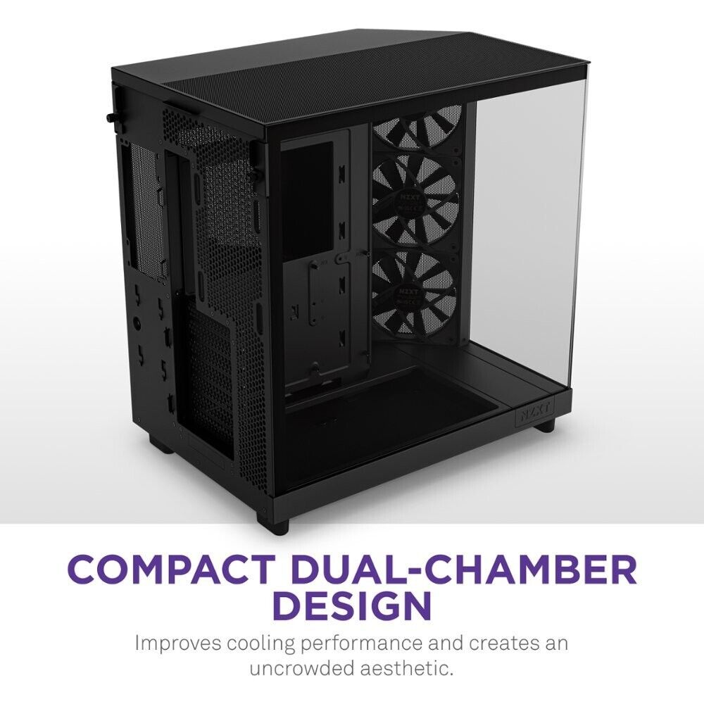 NZXT H6 Flow ATX Mid-Tower Case with Dual Chamber - Black