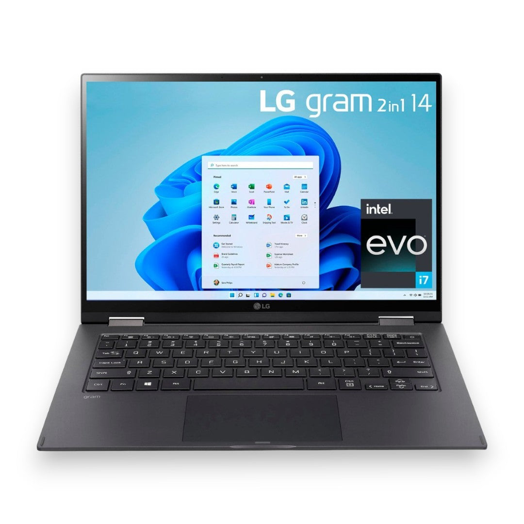 LG Gram 2-in-1 14” WUXGA Laptop – Evo Platform Core i7 – 16GB RAM – 1TB NVMe Solid State Drive - Black