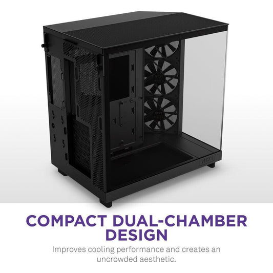 NZXT  H6 Flow ATX Mid-Tower Case with Dual Chamber - Black